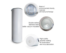 Load image into Gallery viewer, 20oz white straight sublimation tumbler