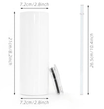 Load image into Gallery viewer, 20oz white straight sublimation tumbler
