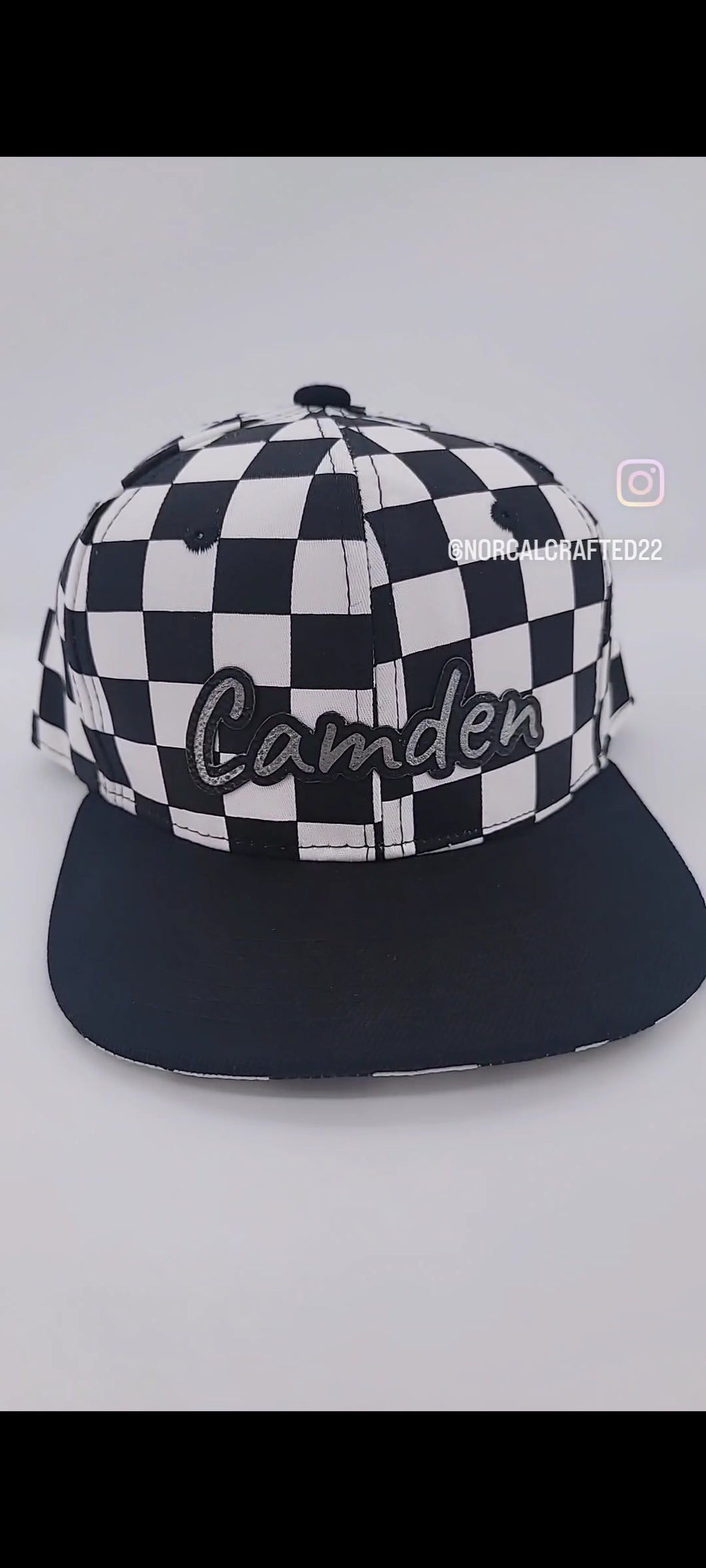 Checkered Hat Die Cut Name